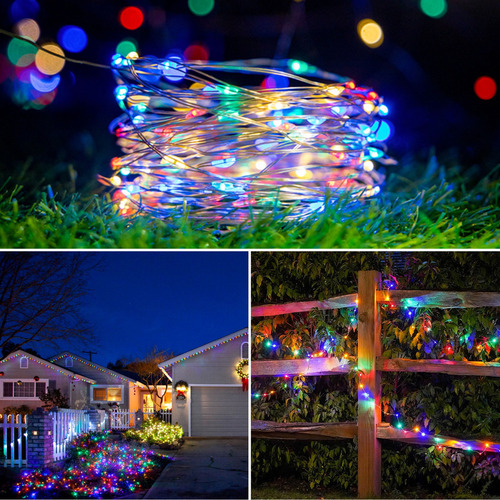 40m Cadena De Solares Luces 400led Jardín Exterior Luz Rgb