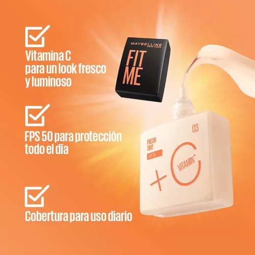 Base de maquillaje líquida Maybelline Fit Me Fresh tint Base De Maquillaje Maybelline Fit Me Fresh Tint tono beige - 30mL 30g