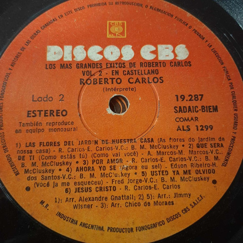 Sin Tapa Disco Roberto Carlos Exitos En Castellano Vol 2 M0