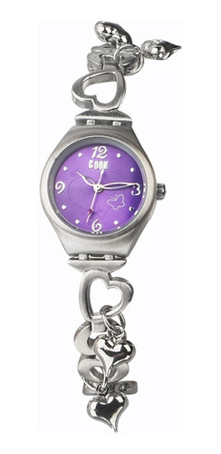 Reloj John L Cook Bijou 3480 Malla Plateado Bisel Plateado Fondo Lila