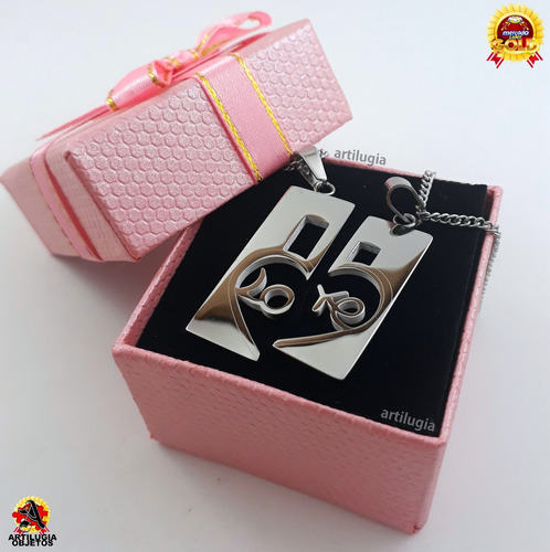 Dije Collar Corazon Love Doble Acero +cadenas + Estuche