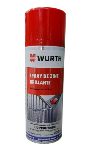 Spray De Zinc Brillante 400 Ml Galvanizado En Frio Wurth