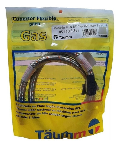 Flexible Gas Hi-hi 3/8 -izq X 1/2 100cm Certificado Taumm