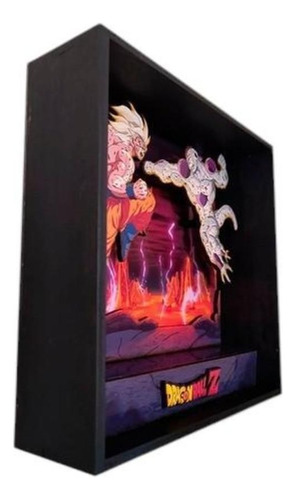 Cuadro Diorama 3d Madera - Goku Vs Freezer + Regalo! Pixelart Mendoza
