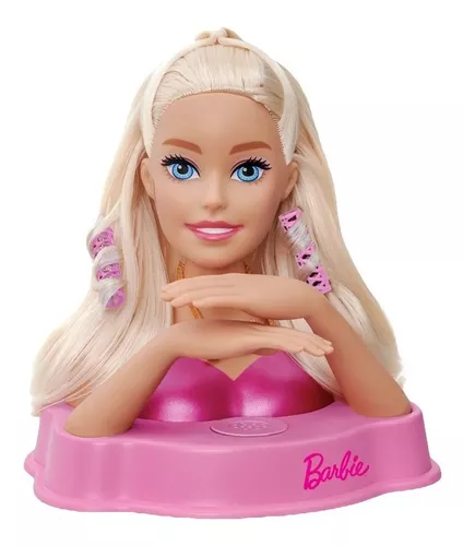 Boneca Barbie Styling Head Fala Frases Cartela De Maquiagem