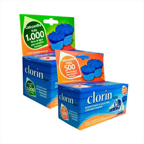 Kit Clorin P/ 1000l D'água 25 Pastilhas+25 Pastilha P/ 500l