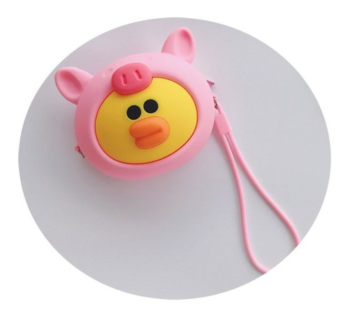 Monedero Bolsa Bolso De Silicona Con Cadena Para Colgar Color Rosa Claro