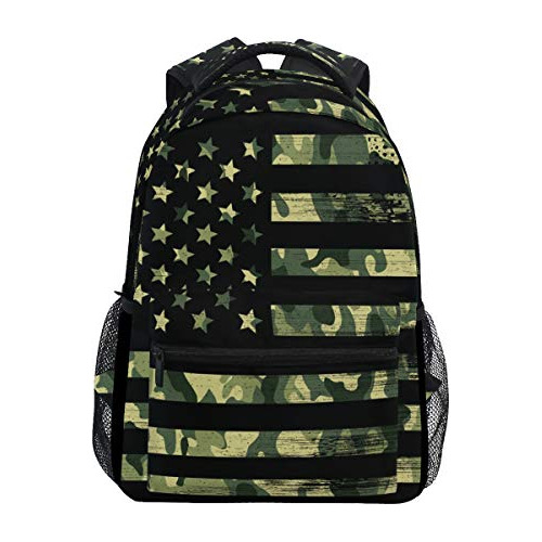 Bandera Americana Camuflaje Grunge Mochilas Viaje Qnmct