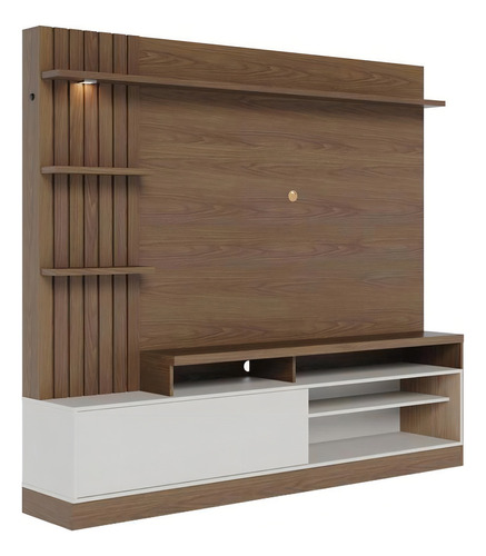Estante Home Theater Colibri Maceió Com 1 Porta Cor Amendoa/off White Matte
