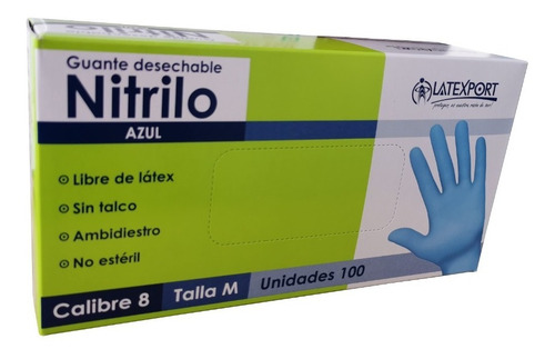 Guantes De Nitrilo Azul Caja X 50 Pares Talla M