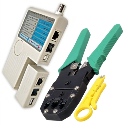 Testador De Cabo De Rede Rj45 Profissional + Crimpador 568r