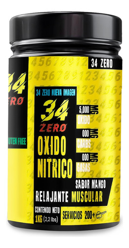 Óxido Nítrico 34 Zero 1 Kg 200 Servicios Pre Entreno