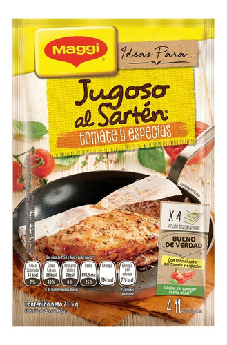 Hoja Sazonadora Maggi Jugoso Al Sartén Tomate Y Especias 21.5g