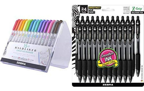 Zebra Pen Pen Mildliner, Colores Surtidos, 15 Unidades Y 24