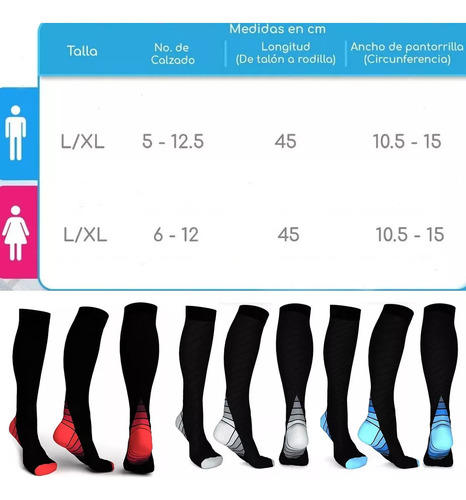 3 Pares Medías Calcetas De Compresion Várices Circulación