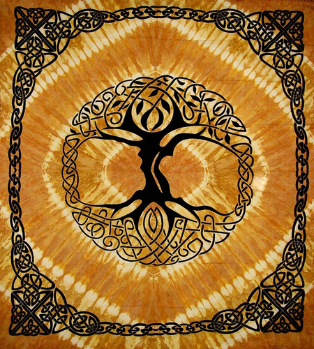 Árbol De Vida Celta Tie Dye Tapestry Heavy Cotton Spre...