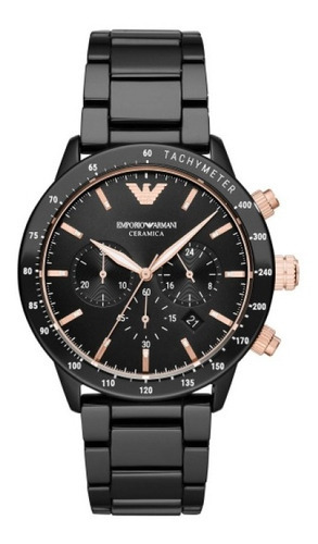 Reloj Emporio Armani Ar70002 Cerámica Original Color de la correa Negro