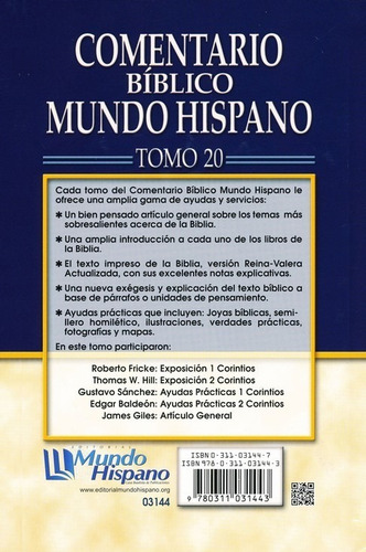 Imagen 2 de 3 de Comentario B. Mundo Hispano T. 20 Corintio, Carro D Estudio