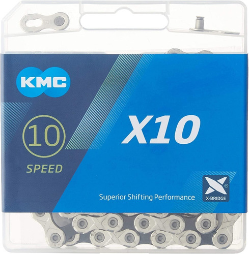 Cadena Kmc X10 -116 Eslabones Plata/negro=contino