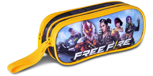 Estojo Bolsinha Lápis Free Fire 2 Divisórias Espaçoso Porta