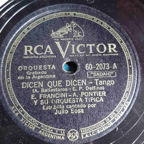 Pasta Francini Pontier Orq Tip Julio Sosa Rca Victor C391