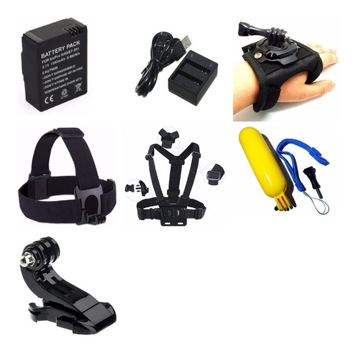 Kit Acessórios Actio Cam Cabeça Bateria Mão Hero 3 3+