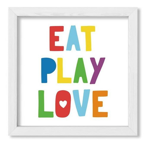 Cuadros Infantiles 20x20 Chato Blanco Eat Play Love