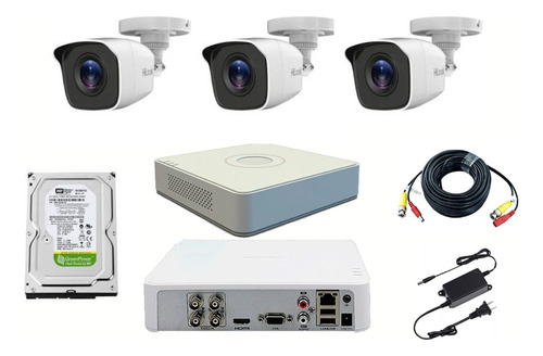 Kit 3 Cámaras Hilook Fullhd Dvr 4ch Hikvision Hd + Disco 500