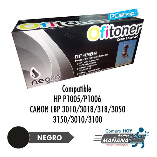 Imagen 1 de 5 de Toner Ofitoner Of436a Negro Hp P1005/p1006 Canon Lbp3010
