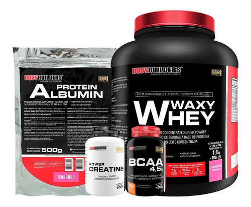 Kit Waxy Whey 2kg+ Albumina 500g+ Bcaa 100g