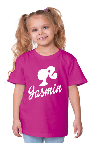 Remera Algodon Fuccia Barbie Girl Niña Nena Personalizada