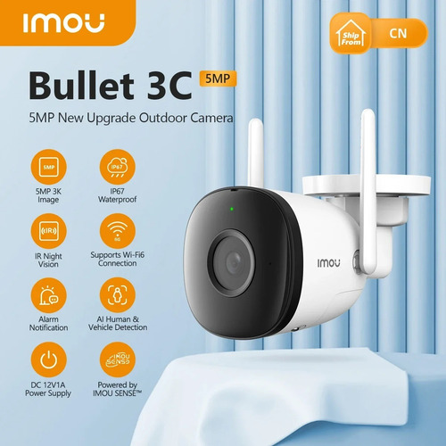 Cámara De Vigilancia Imou Bullet 3c 5mp Wifi Exterior 2.8mm