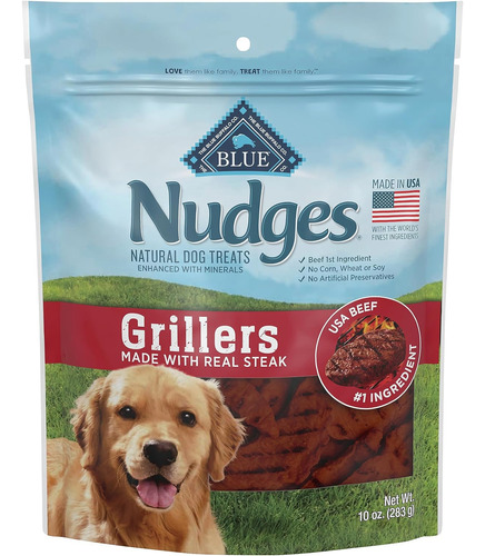 Nudges Grillers Natural Dog Treats, Steak, 10oz Bag