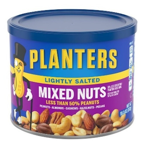 Planters Mixed Nuts Cacahuates Nueces Almendra 292g Poca Sal