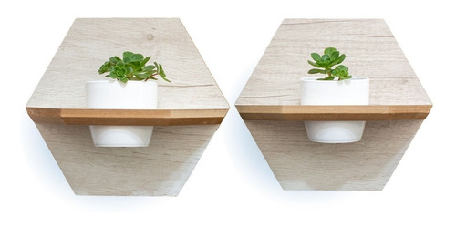 Imagen 3 de 7 de Hexágono Porta Maceta X2 Decoración Escandinavo Nordico