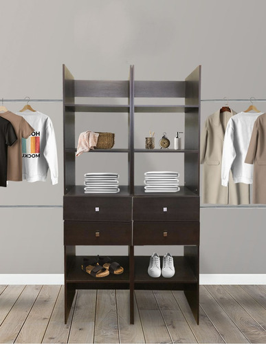 Closet Verona 2 Cajoneras Premium Ajustable Color Marrón