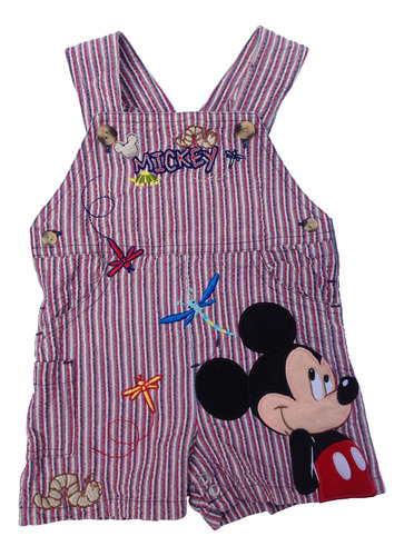 Mono Short Mickey Mouse Overol Para Bebé Niño 6 Meses Algodó