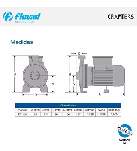 Bomba Agua Centrifuga Klugan Qc100 1 Hp 220v Color Azul Fase eléctrica  Monofásica Frecuencia 50Hz