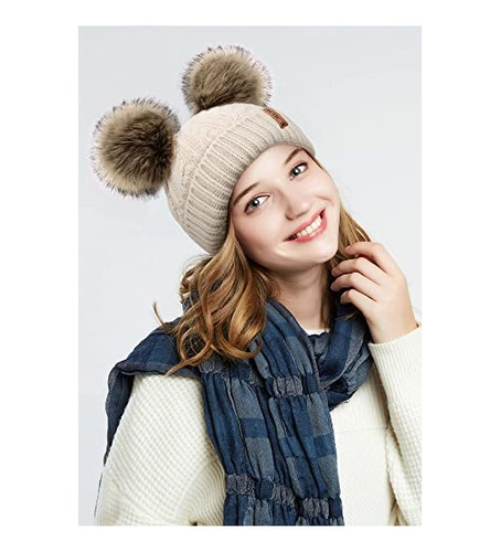 Gorro De Invierno Con Pompones Para Mujer