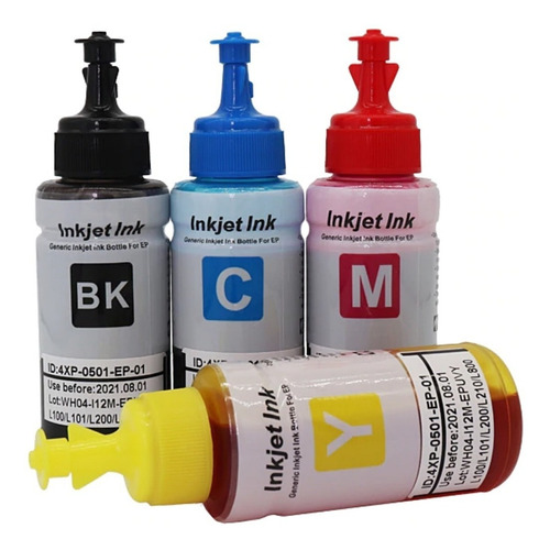 Imagen 1 de 4 de Tinta Genérica Para Impresora Kit 4 Botellas Negra Y Color