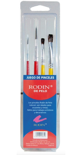 Juego Pinceles Rodin Pelo 2 Delinear  2 Cuadrados 4pzs Envío