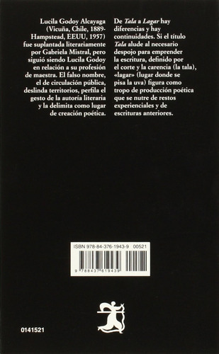 Tala Lagar, De Gabriela Mistral., Vol. 0. Editorial Cátedra, Tapa Blanda En Español, 1