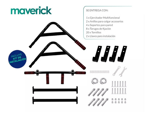 Imagen 5 de 9 de Barra Ejercicio Paralelas Dominadas Fitness Gym Maverick