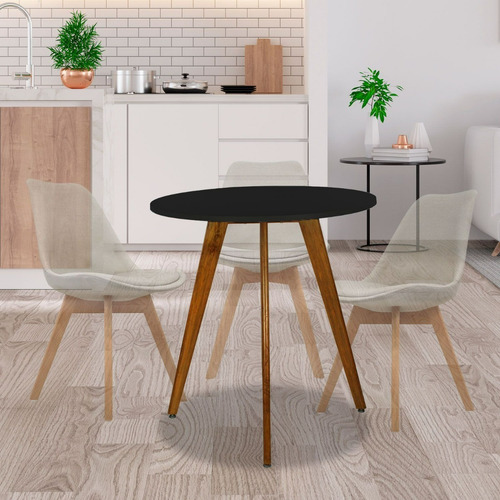 Mesa De Centro Mundo In Frankfurt 80cm Comedor Restaurante Color Negro