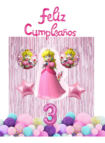 Set De Globos Princesa Peach Super Mario Decoracion 48 Pzs