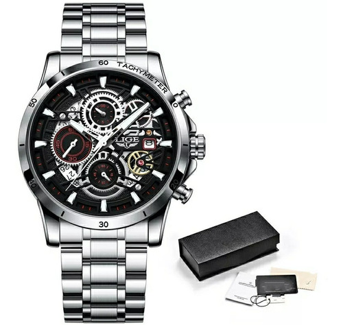 Reloj Elegante D Lujo Para Hombre Cronógrafo Lige 8977 Acero