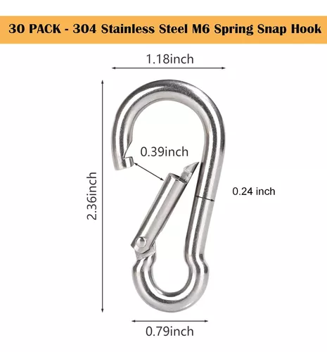  Mosquetón de alta resistencia M6/M7/M8/M9/M10 Mosquetón pequeño  y grande de acero inoxidable para cuerda, al aire libre, pesca, senderismo,  viajes (color plateado, tamaño: M7 (5 piezas) : Deportes y Actividades al