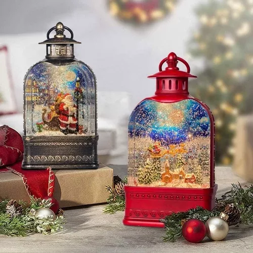 GenSwin – Lanterna de globo de neve com luz de música, funciona com  temporizador, Natal, Papai Noel, decoração de casa e presente (cobre)