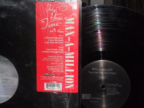 Max-a-million Take Your Time Vinilo 12'' Usa Maxi 1995 House (Usado)