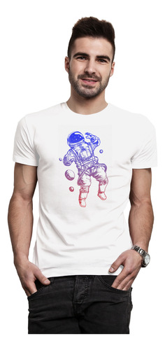 Playera De Moda Slim Fit Hombre Estampada Astronauta Vibes